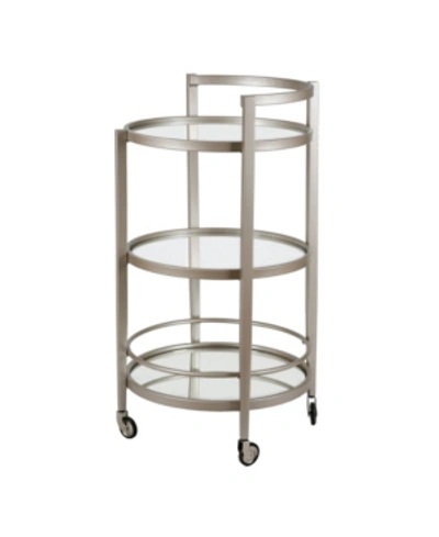 Shop Hudson & Canal Hause Round Bar Cart With Mirrored Shelf In Silver-tone