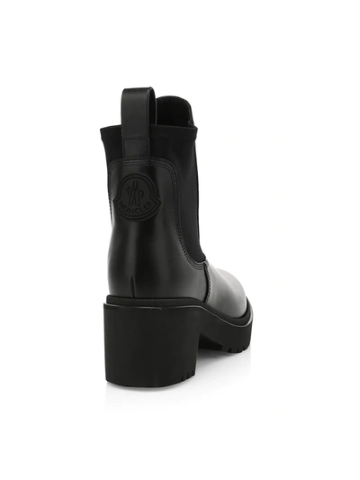 Shop Moncler Women's Vera Block-heel Leather Chelsea Boots In Black