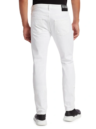 Shop Versace Jeans Couture Men's Distressed Tapered Jeans In White