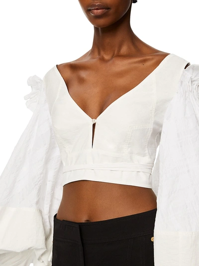 Shop Loewe Balloon-sleeve Crop Top In White