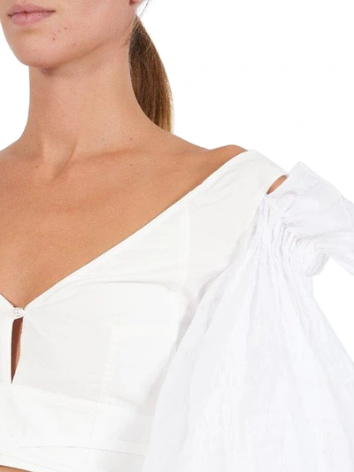 Shop Loewe Balloon-sleeve Crop Top In White