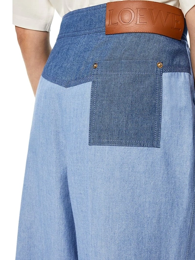 Shop Loewe Chambray Balloon Trousers In Blue