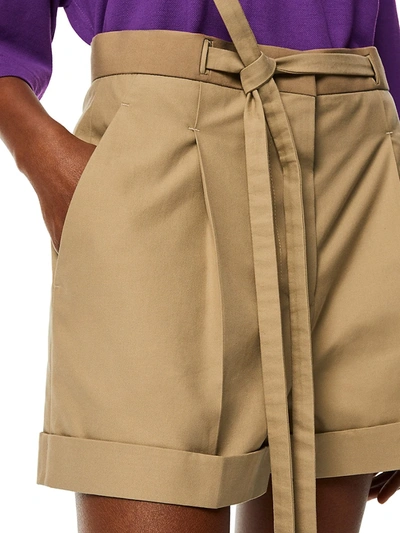 Shop Loewe Belted Tie-waist Shorts In Sweet Caramel