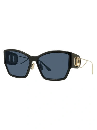 Shop Dior Women's 30montaigne B2u Sunglasses In Shiny Black Blue