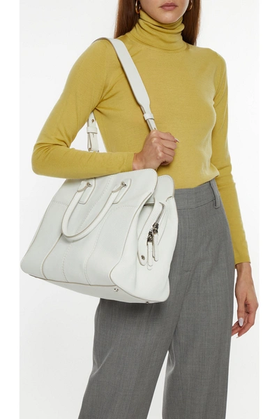 Shop Tod's Pebbled-leather Tote In White