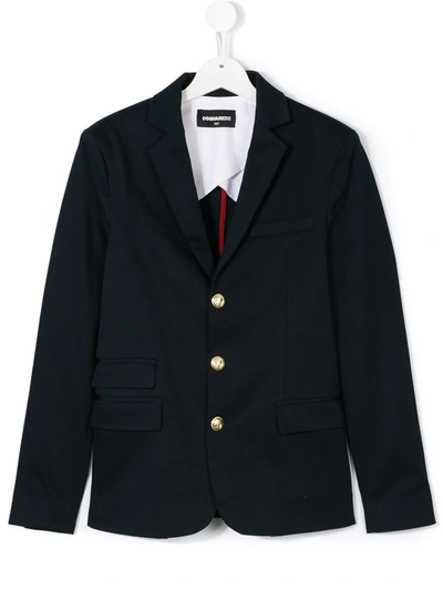 Shop Dsquared2 Teen Button-embellished Blazer In Black