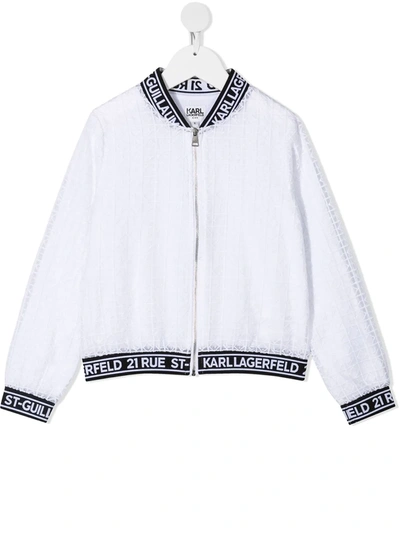 Shop Karl Lagerfeld Ceremony Organza Bomber Jacket In White