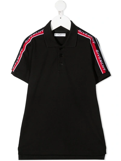 Shop Givenchy Logo-tape Short-sleeve Polo Shirt In Black