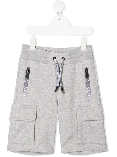 Shop Givenchy Logo Zipped Shorts In Grey