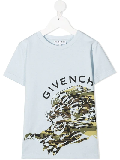 Shop Givenchy Logo-print Cotton T-shirt In Blue