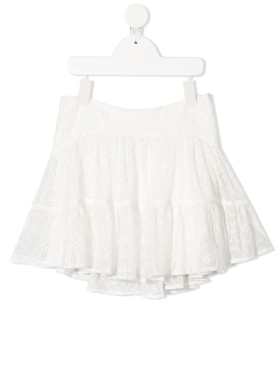 Shop Chloé Broderie Anglaise Ruffle Skirt In White