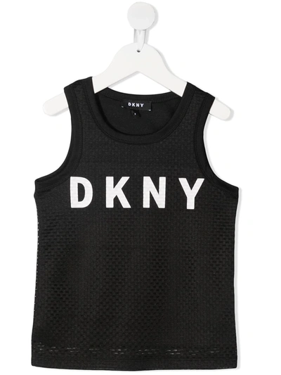 Shop Dkny Logo Print Tank Top In Black