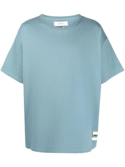 Shop Facetasm Logo-patch Oversize T-shirt In Blue