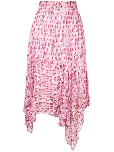 Shop Isabel Marant Étoile Abstract Print Asymmetric Skirt In Pink