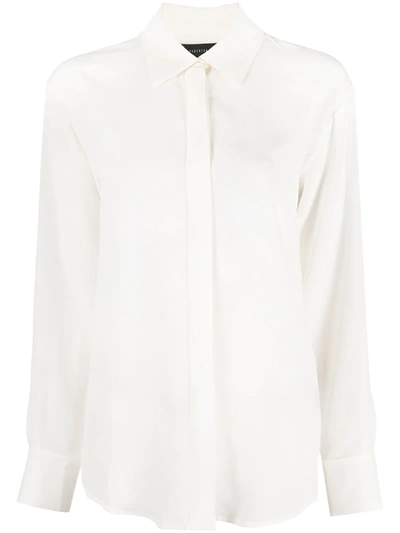 Shop Federica Tosi Long-sleeved Concealed Silk Shirt In White