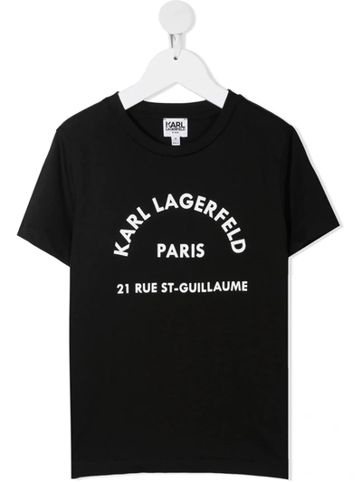 Shop Karl Lagerfeld Address Logo T-shirt In Black