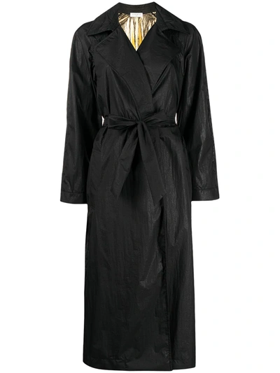 Sandro Womens Black Landry Belted Woven Trench Coat 10 | ModeSens