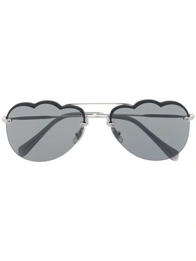 Miu Miu Mirrored Cloud-frame Sunglasses In Silber