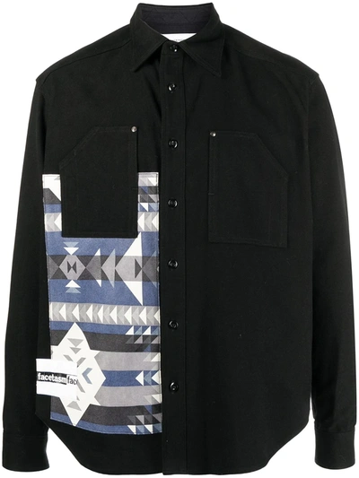 Shop Facetasm Geometric-print Knitted Shirt In Black