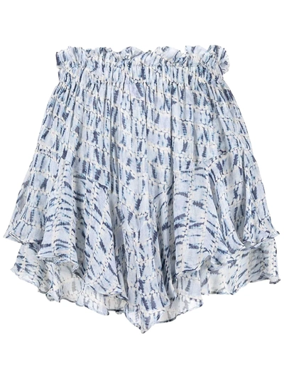 Shop Isabel Marant Étoile Sornel Tie-dye Ruffled Shorts In Blue