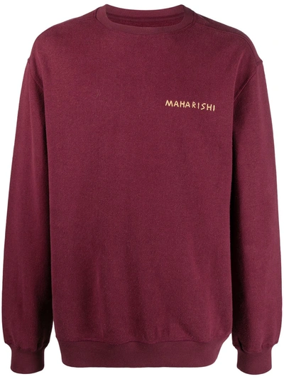 Shop Maharishi Logo-print Round Neck Sweatshirt In Red