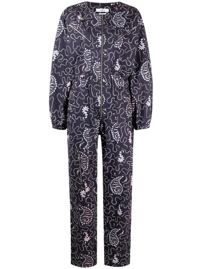 Shop Isabel Marant Étoile Paisley-print Long-sleeve Jumpsuit In Blue