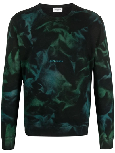 Shop Saint Laurent Tie-dye Print Sweatshirt In Black