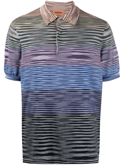 Shop Missoni Multi-stripe Cotton Polo Shirt In Purple