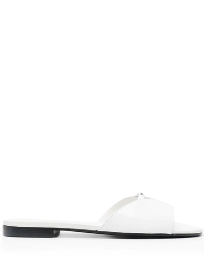 Shop Prada Cut-out Leather Sandals In White