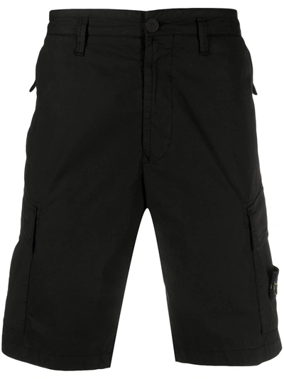 Shop Stone Island Compass Logo-embroidered Shorts In Black