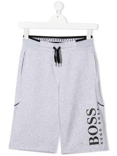 Shop Bosswear Teen Logo-print Track Shorts In Grey