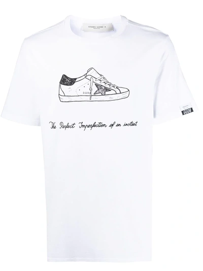 Shop Golden Goose Sneaker-print T-shirt In White