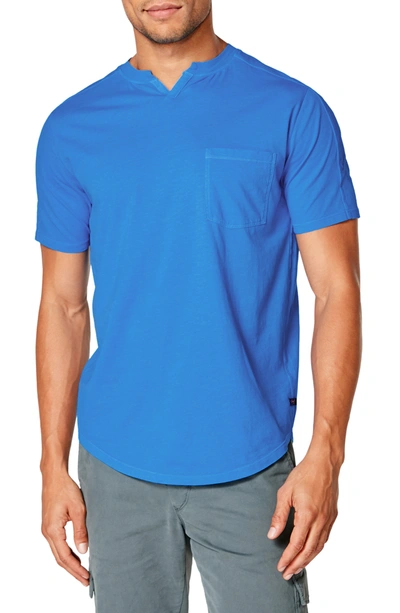 Shop Good Man Brand Split Neck Pocket T-shirt In French Blue