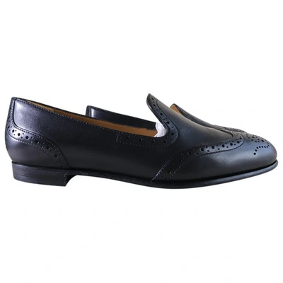 Pre-owned Ralph Lauren Leather Flats In Black