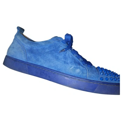 Pre-owned Christian Louboutin Louis Junior Spike Low Trainers In Blue