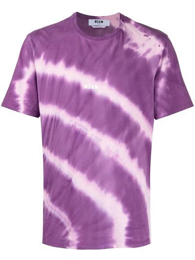 Shop Msgm Tie-dye Print T-shirt In Purple