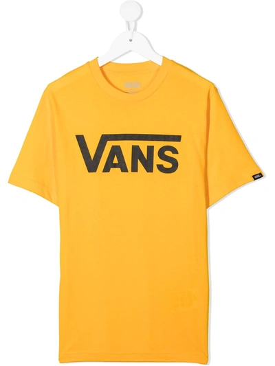 Shop Vans Logo Print T-shirt In Yellow