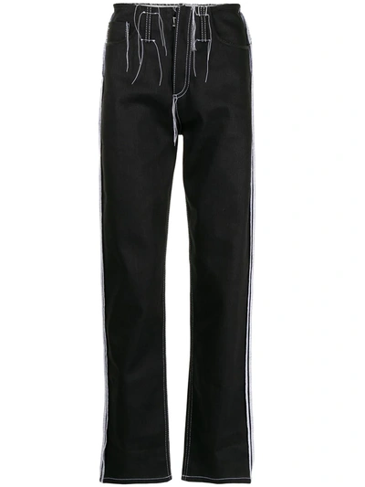 Shop Maison Margiela Mid-rise Contrast-stitch Straight-leg Jeans In Black