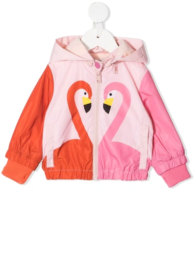 Shop Stella Mccartney Graphic-print Hooded Raincoat In Pink