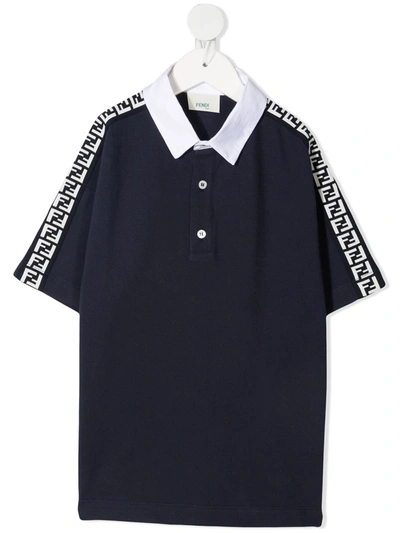 Shop Fendi Ff Logo-tape Polo Shirt In Blue