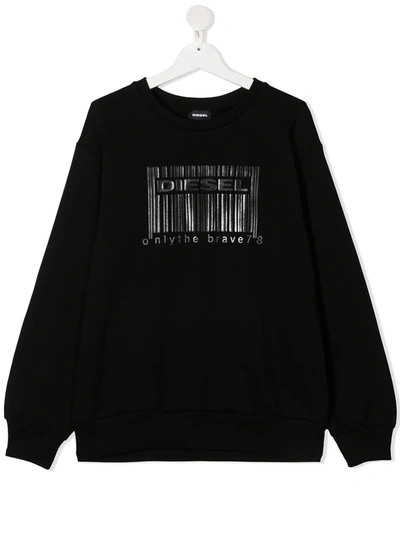 Shop Diesel Teen Logo-print Sweatshirt In Black