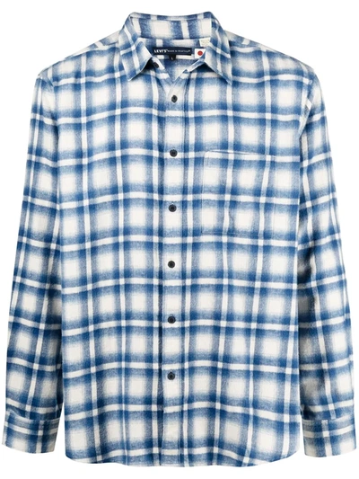 Shop Levi's Check Print Cotton Shirt In Blue
