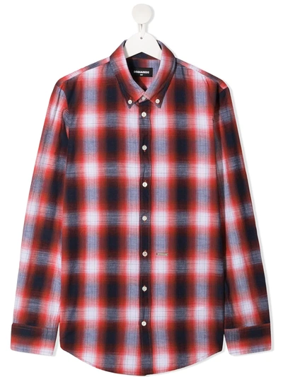 Shop Dsquared2 Teen Check-pattern Shirt In Red