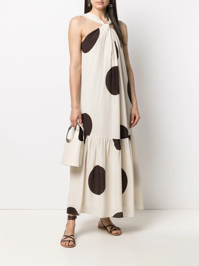 Shop Erika Cavallini Giant Polka Dot Silk Dress In White