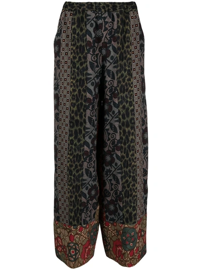 Shop Pierre-louis Mascia Printed Silk Trousers In Multicolor