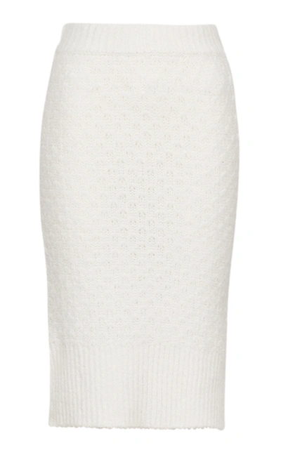 Shop Bytimo Women's Pointelle-knit Alpaca-blend Pencil Skirt In White