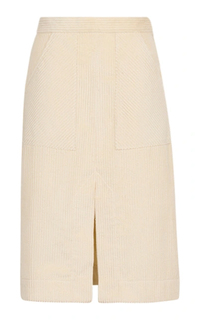 Shop Bytimo Corduroy Cotton Pencil Skirt In Neutral
