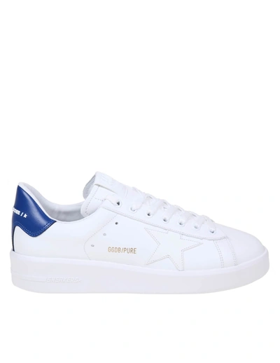 Shop Golden Goose Pure Star Sneakers In Leather In White/bluette