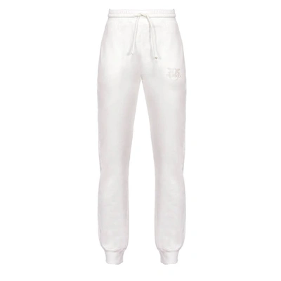 Shop Pinko Carico White Cotton Joggers In Bianco