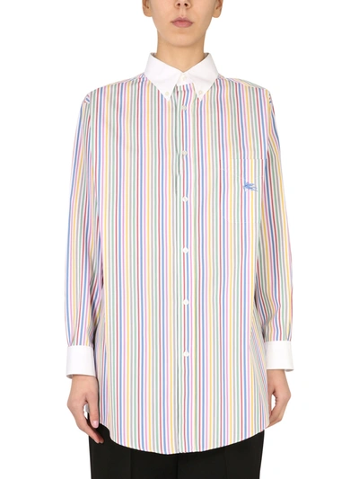 Shop Etro Ge01 Striped Shirt In Multicolour